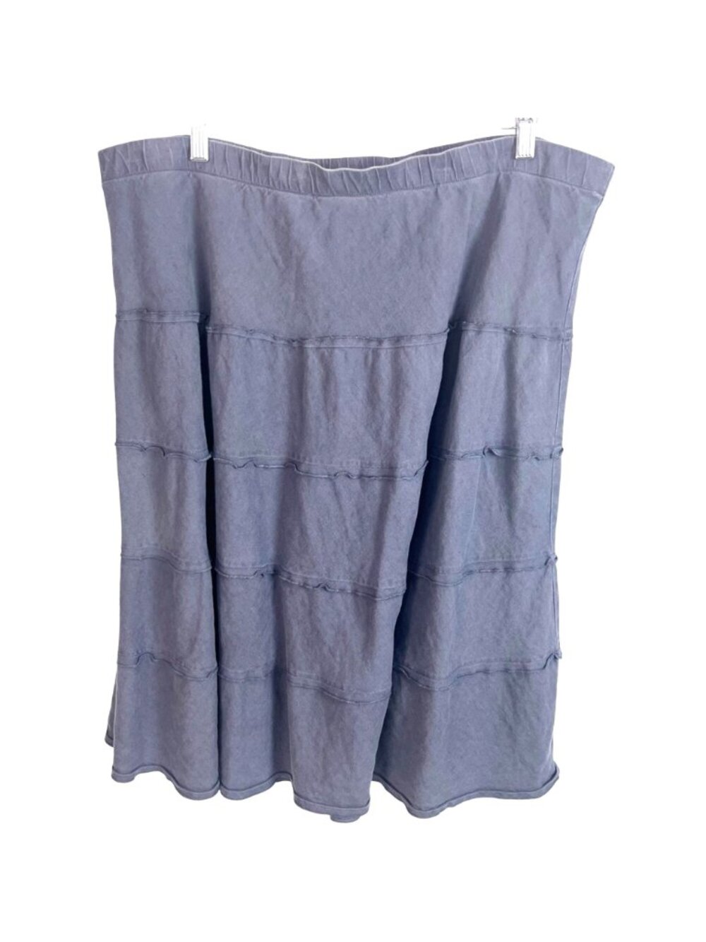 Soft Surroundings Tiered Gray 100% Linen A-line Skirt 2X Lagenlook Coastal - Picture 3 of 7